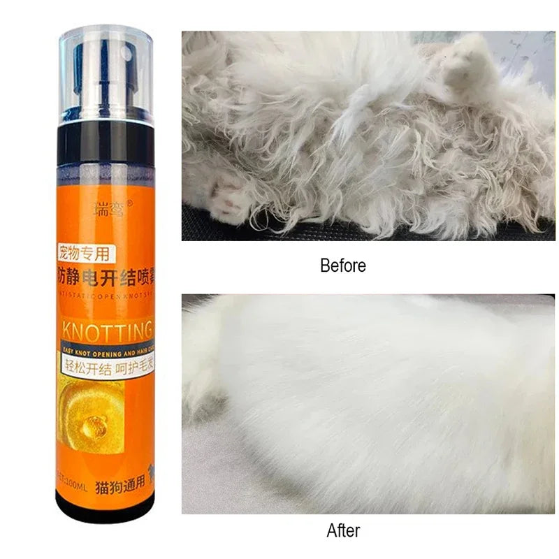 Pet Coat Conditioner Spray – No-Rinse Detangler for Cats & Dogs